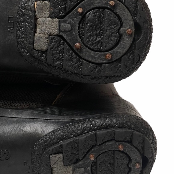 Olang Brown Nylon 100% Wool Lined Winter Boots With Built In Ice Grips Spikes - Picture 14 of 16